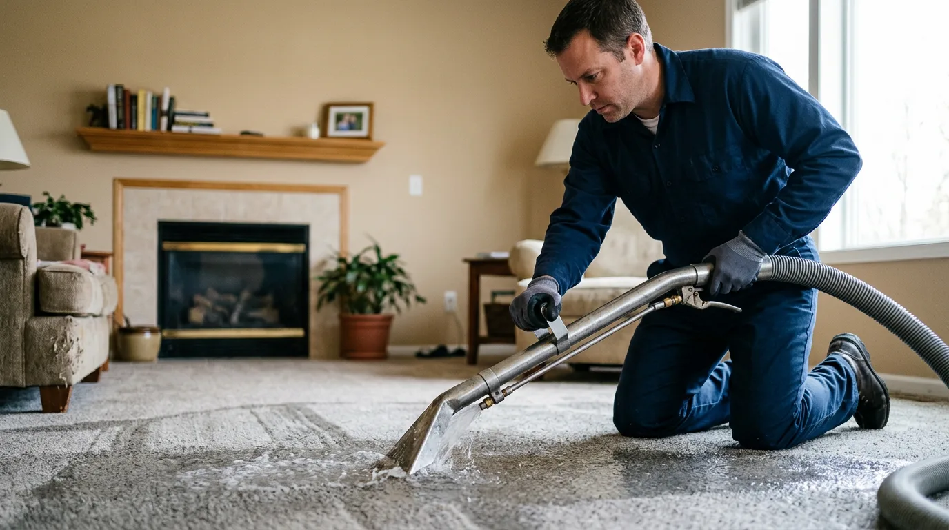 Water damage restoration technician working near Enumclaw, WA
